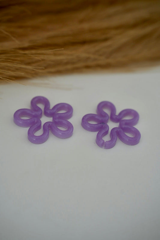 Grandes pampilles fleurs violettes