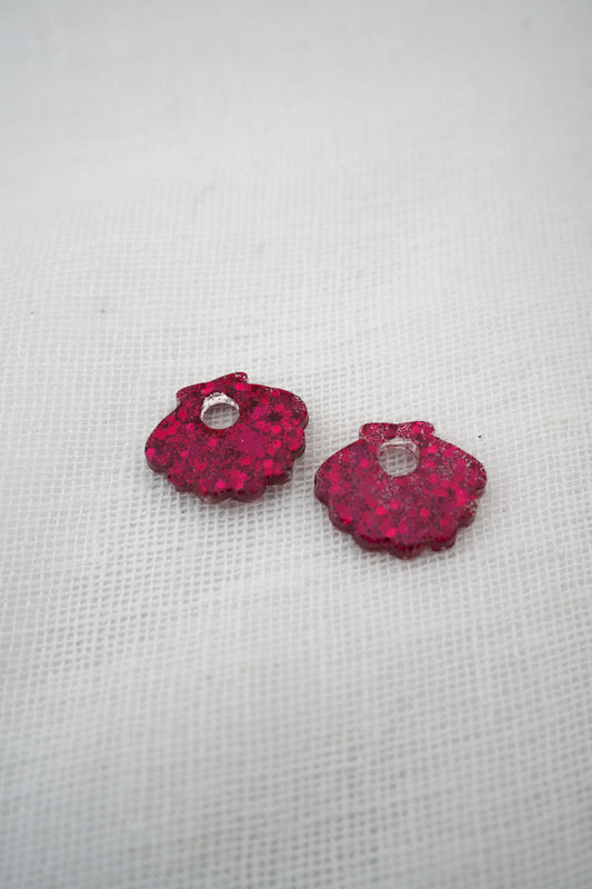 Petites pampilles coquillages roses rouges à paillettes
