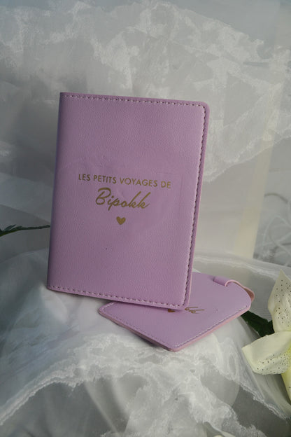 Étui passeport et étiquette baguage Lila